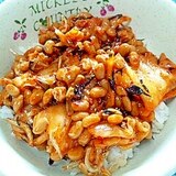 納豆の食べ方-キムチ＆ちりめんひじき♪